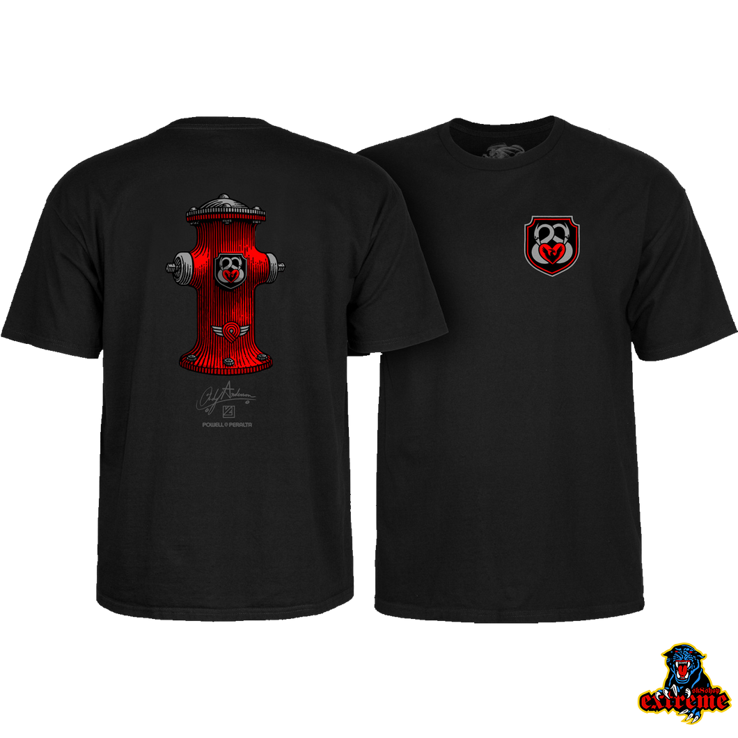 POWELL PERALTA  T-SHIRT Andy Anderson Hydrant II Black