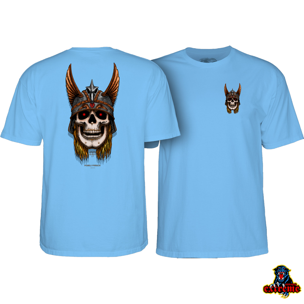 POWELL PERALTA T-SHIRT ANDY ANDERSON SKULL Carolina Blue