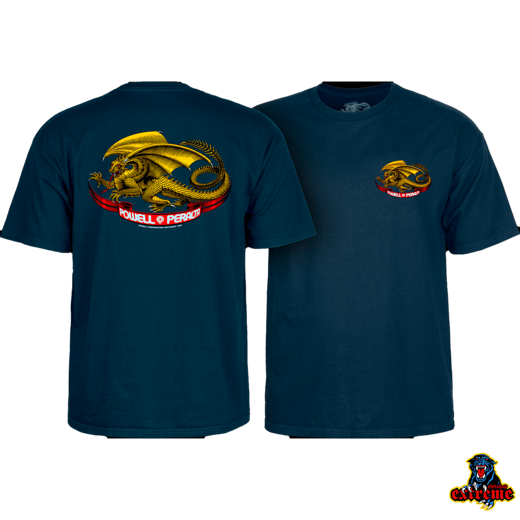 POWELL PERALTA T-SHIRT YOUTH Oval Dragon Navy