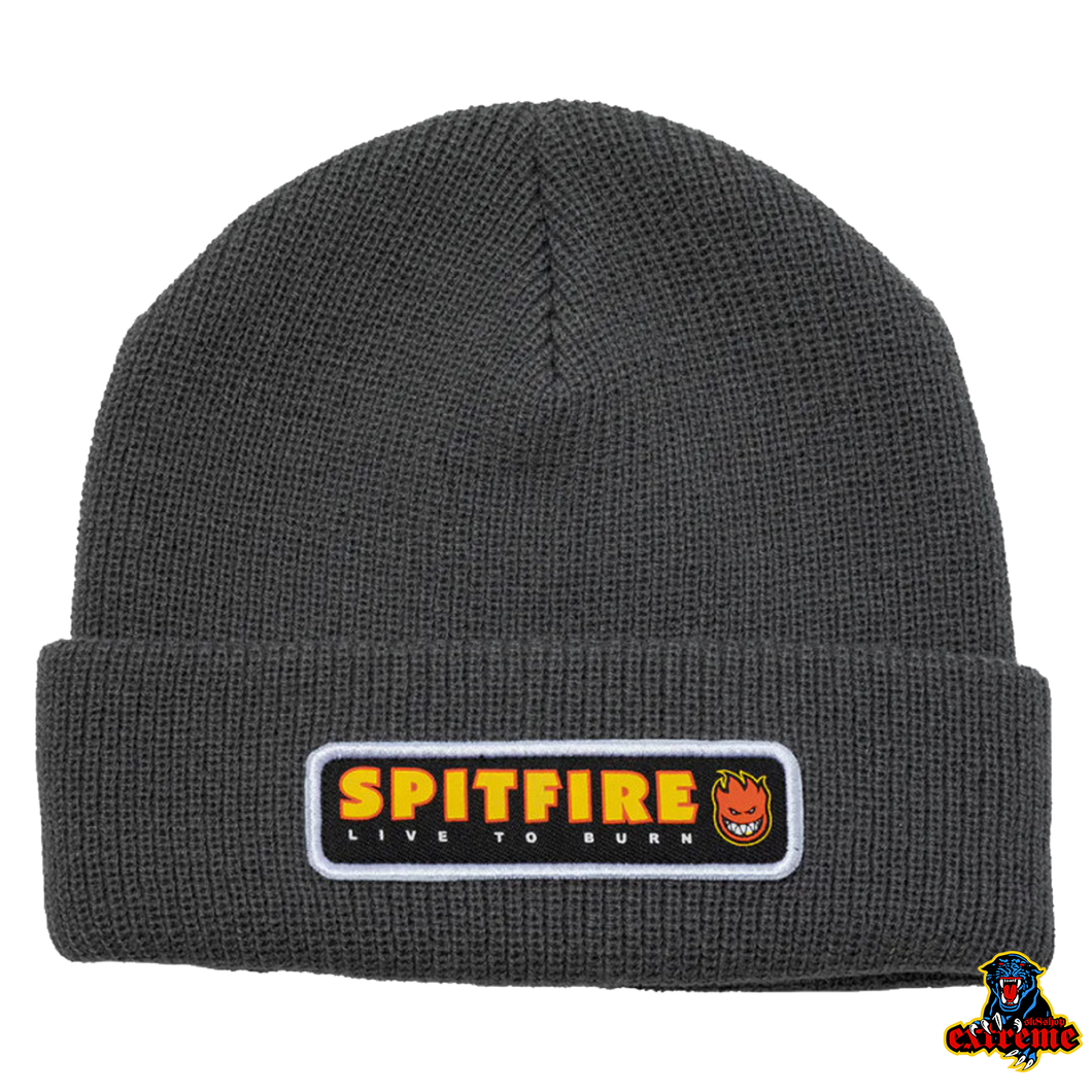 SPITFIRE BEANIE Live To Burn Patch  Charcoal
