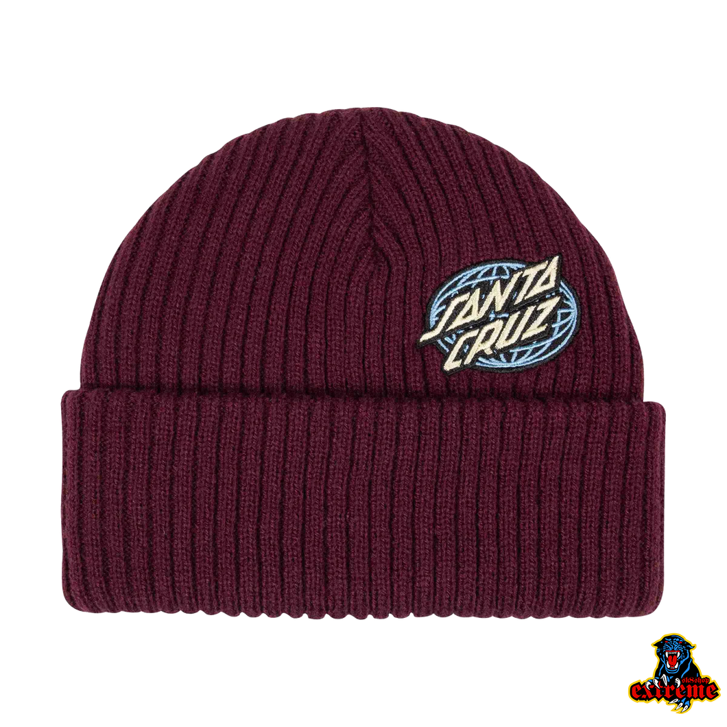 SANTA CRUZ BEANIE Global Oval Dot Dark Cherry