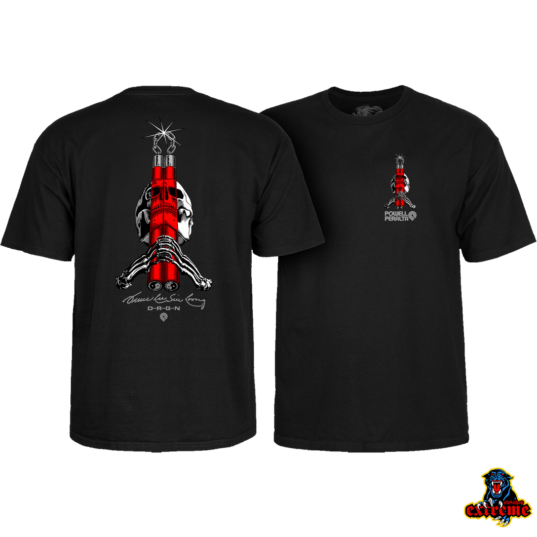 POWELL PERALTA  T-SHIRT Bruce Lee Skull And Sword Black