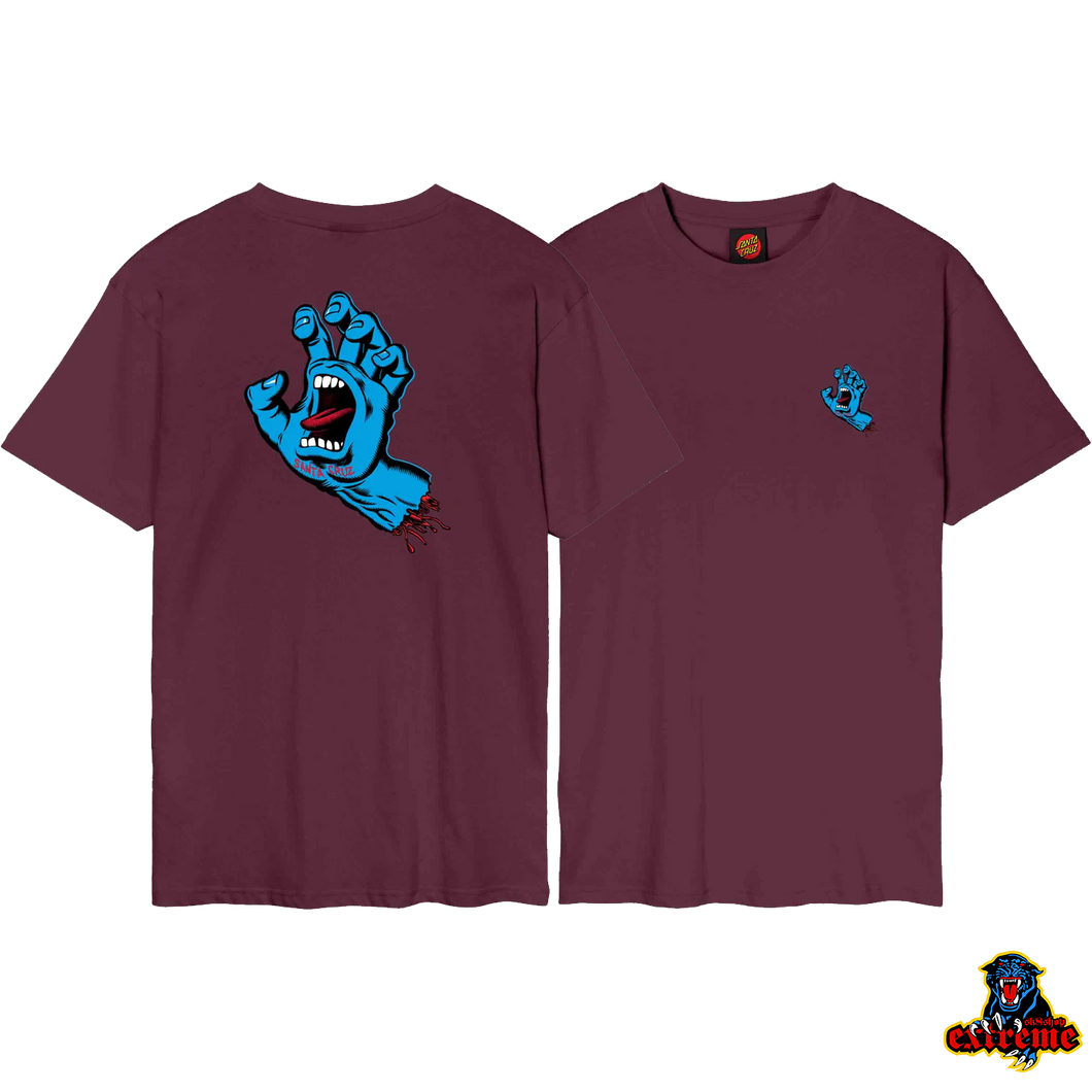 SANTA CRUZ T-Shirt Screaming Hand Chest Dark Cherry