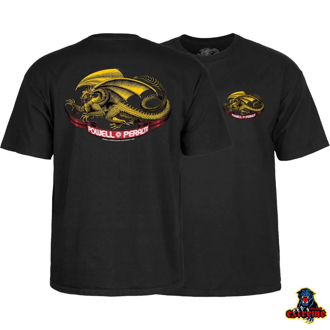 POWELL PERALTA T-SHIRT YOUTH Oval Dragon Black