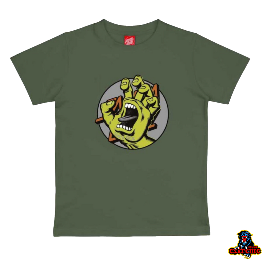 SANTA CRUZ YOUTH T-Shirt Hand Dot Front Dark Moss