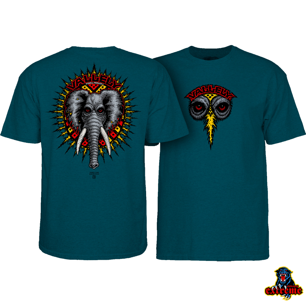 POWELL PERALTA T-SHIRT MIKE VALLELY ELEPHANT Midnight Teal
