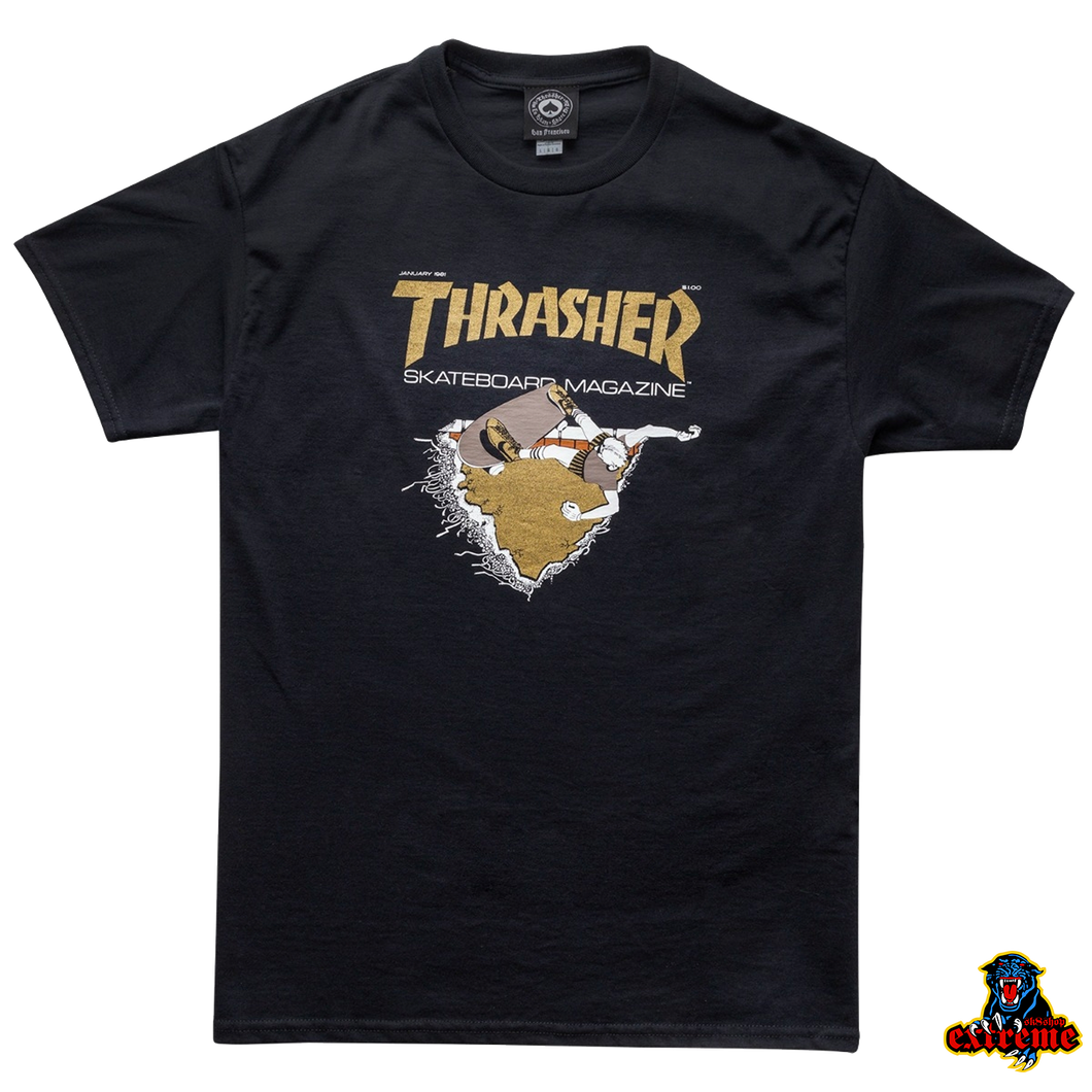 THRASHER T-SHIRT First Cover Black/ Gold