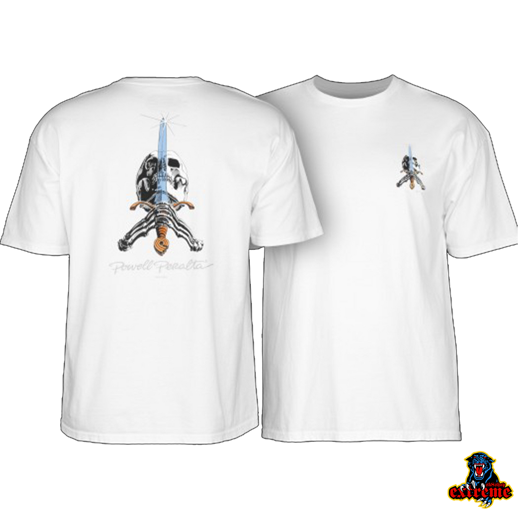 POWELL PERALTA T-SHIRT SKULL & SWORD White