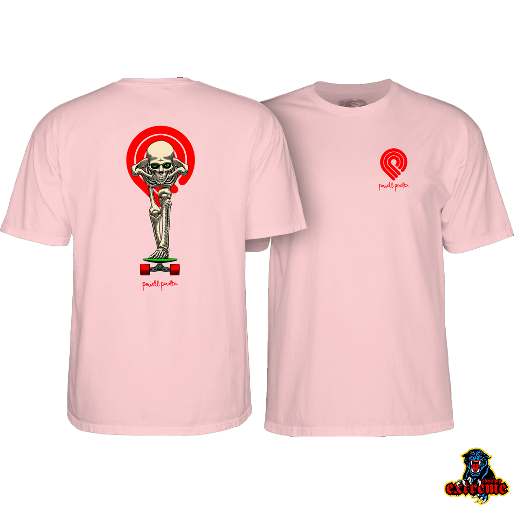 POWELL PERALTA  T-SHIRT Tucking Skeleton Light Pink