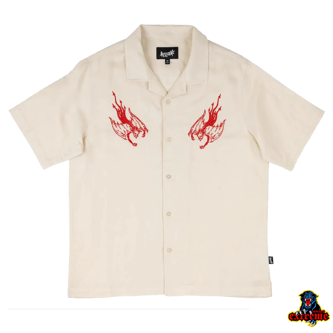 WELCOME SHORT SLEEVE hellion Embroidered Linen