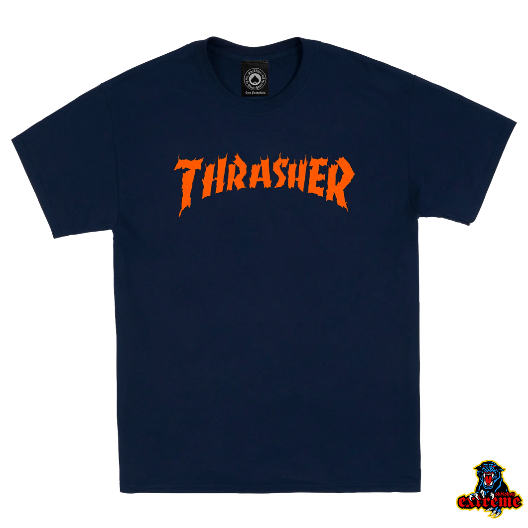 THRASHER T-SHIRT Burn It Down Navy