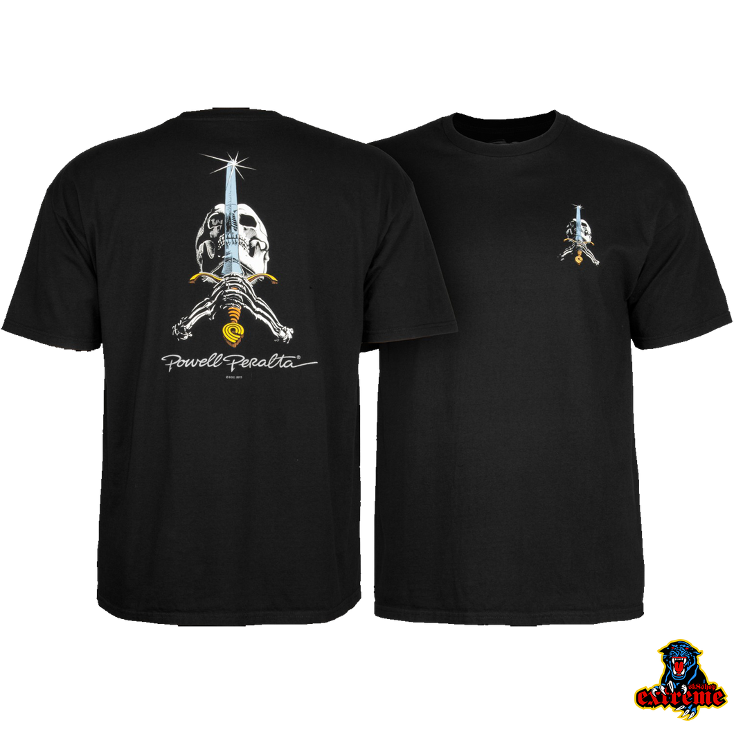 POWELL PERALTA T-SHIRT SKULL & SWORD Black