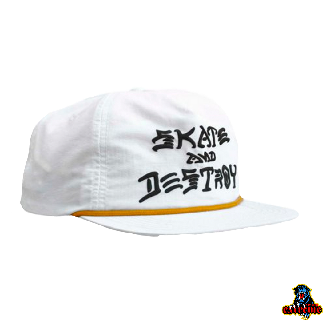 THRASHER Skate & Destroy Puff Ink Snapback White Os