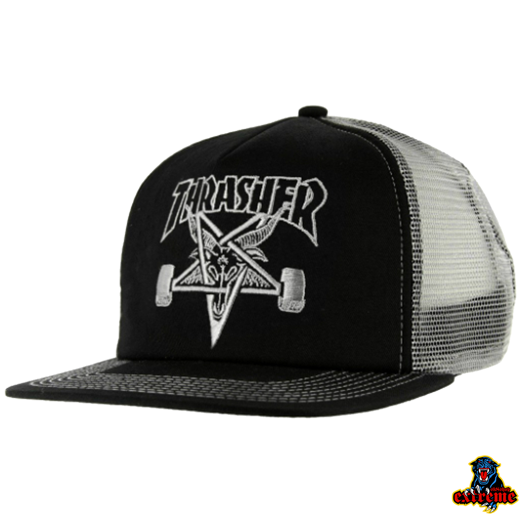 THRASHER SKATEGOAT EMBROIDERD MESH CAP Black / Grey