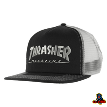 Load image into Gallery viewer, THRASHER LOGO EMBROIDERED MESH CAP Black Grey
