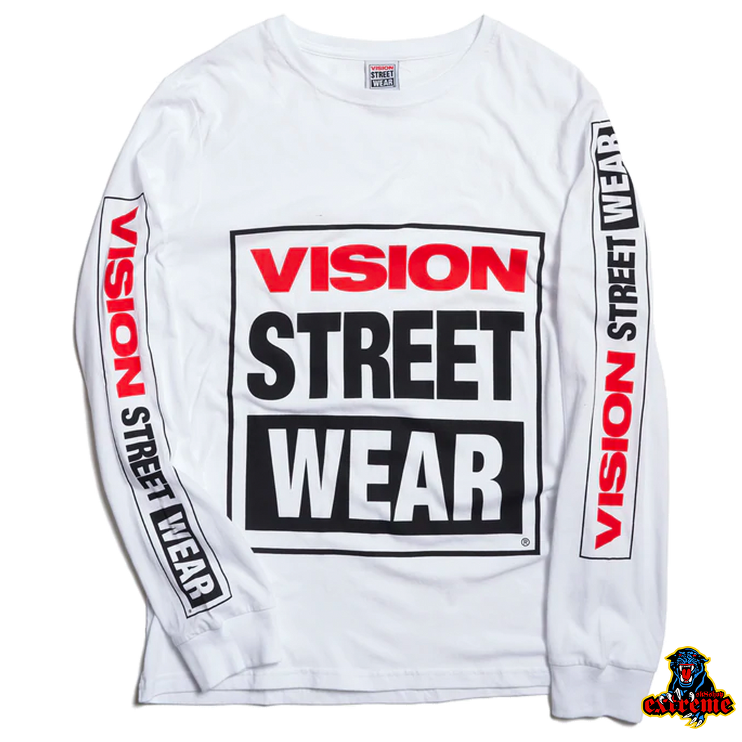 VISION STREETWEAR LONGSLEEVE T-SHIRT OG BOX LOGO White