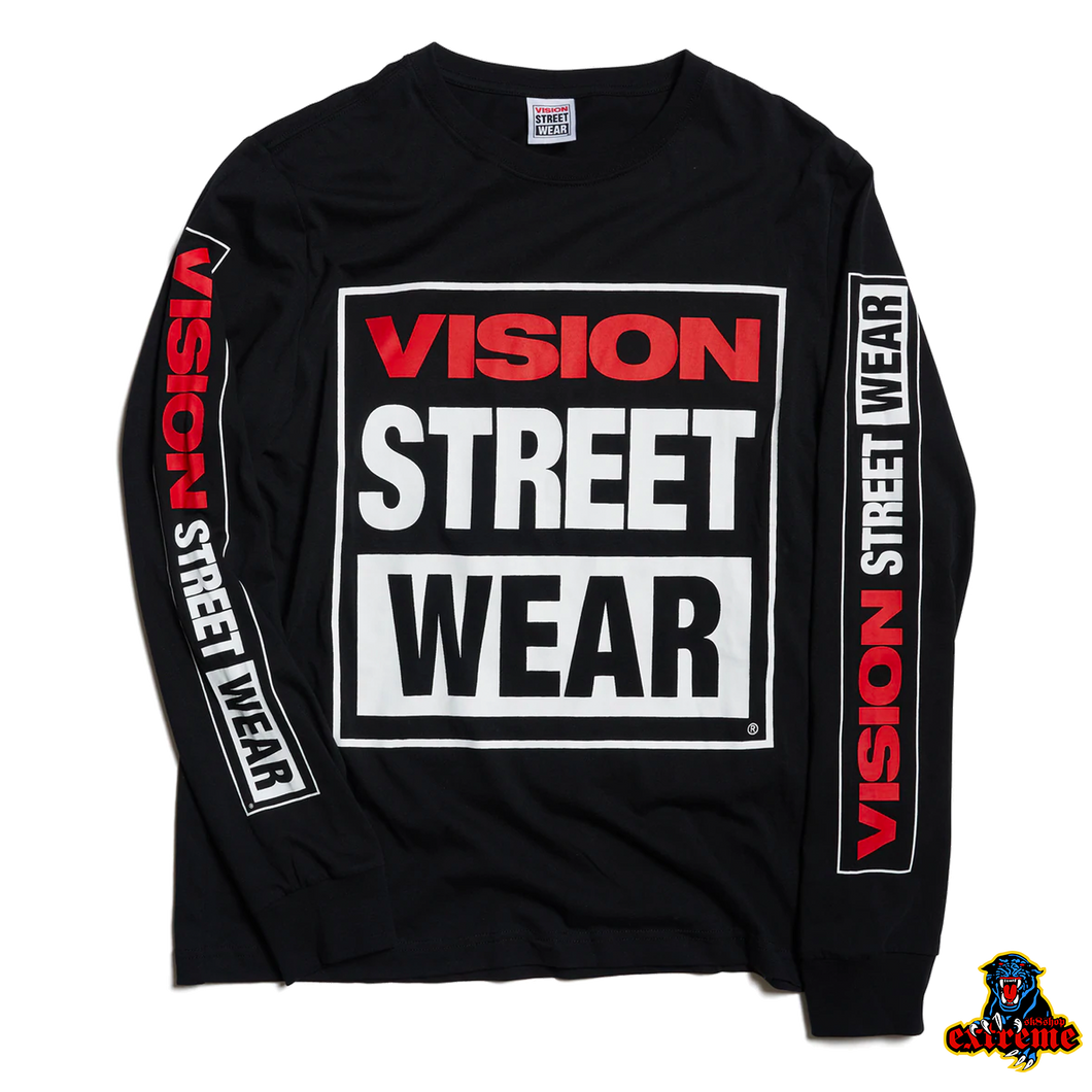 VISION STREETWEAR LONGSLEEVE T-SHIRT OG BOX LOGO Black