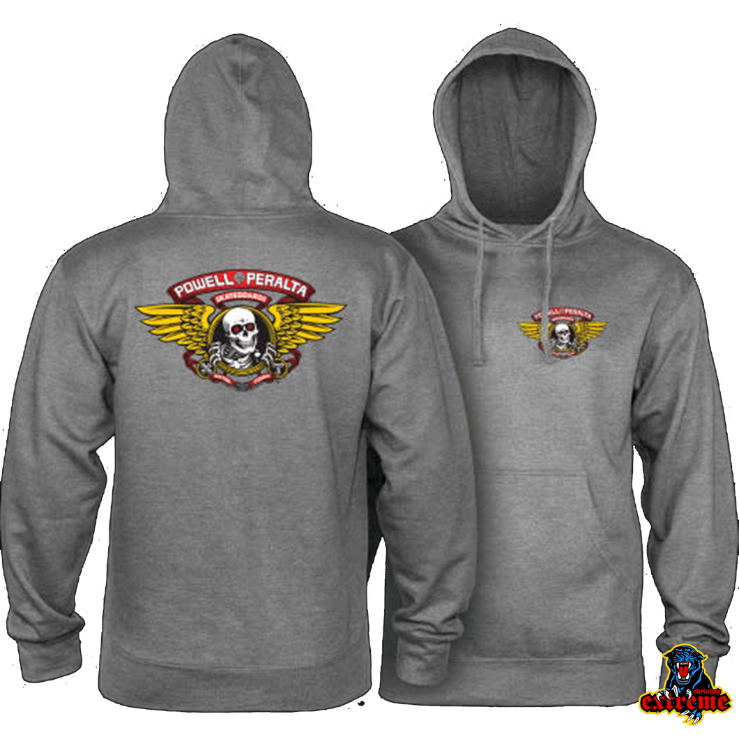 POWELL PERALTA HOODIE WINGED RIPPER Gunmetal Heather