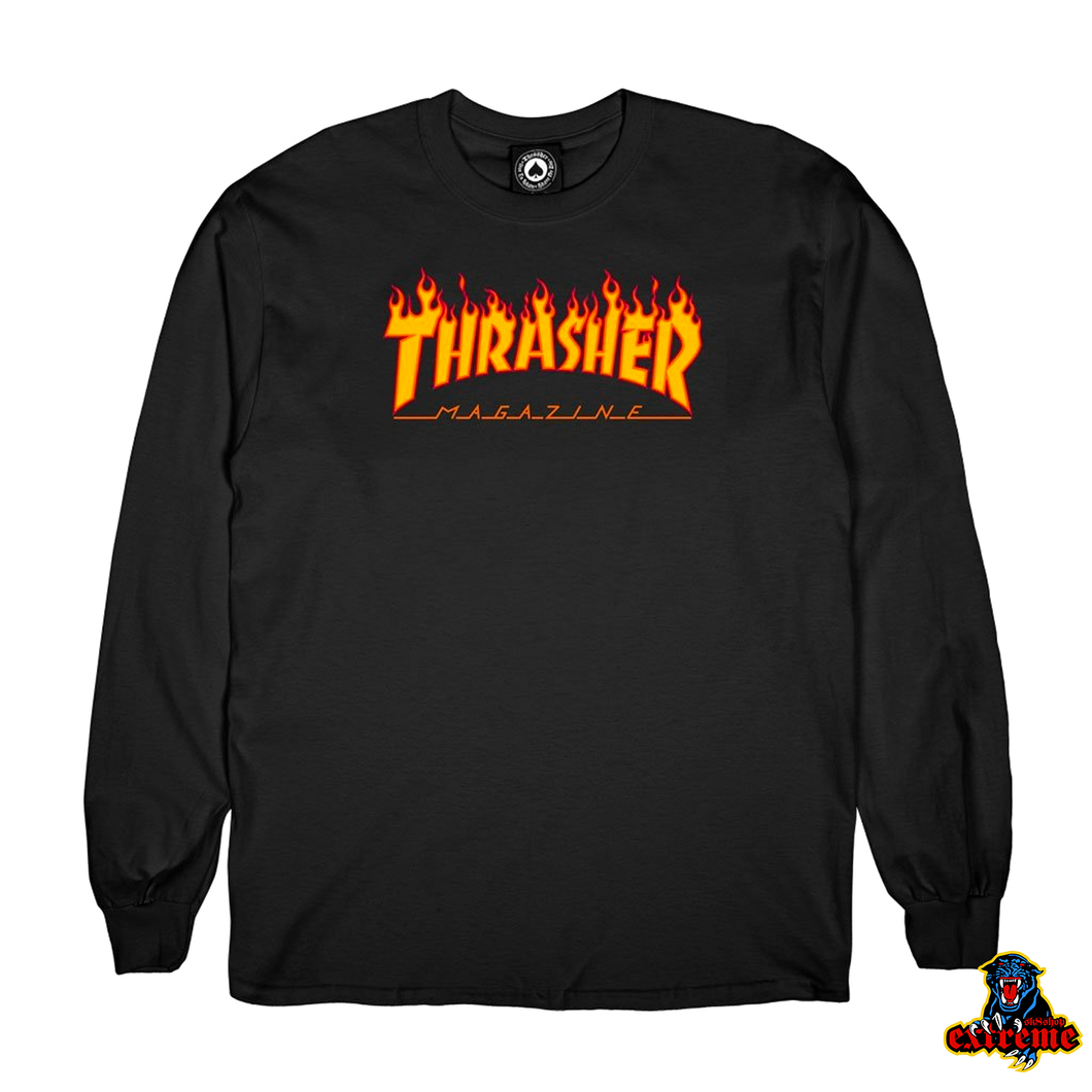 THRASHER LONGSLEEVE T-SHIRT Flame Black