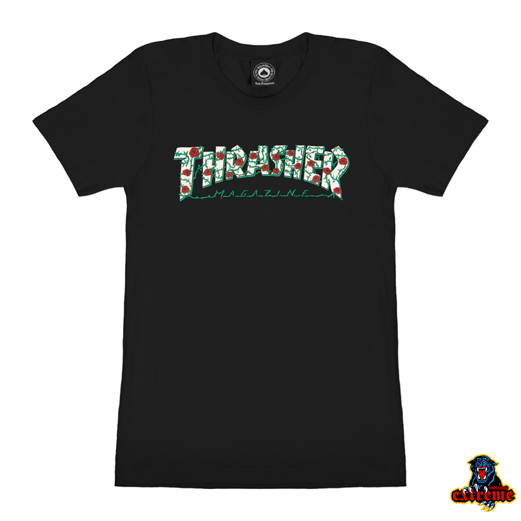 THRASHER T-shirt Roses Black