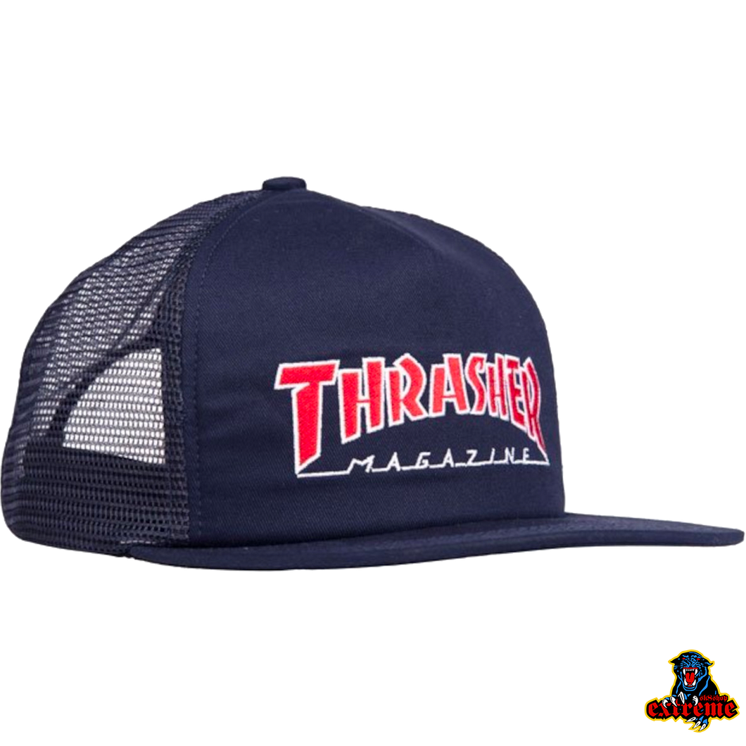 THRASHER New Outlined Embroidered Mesh Cap Navy