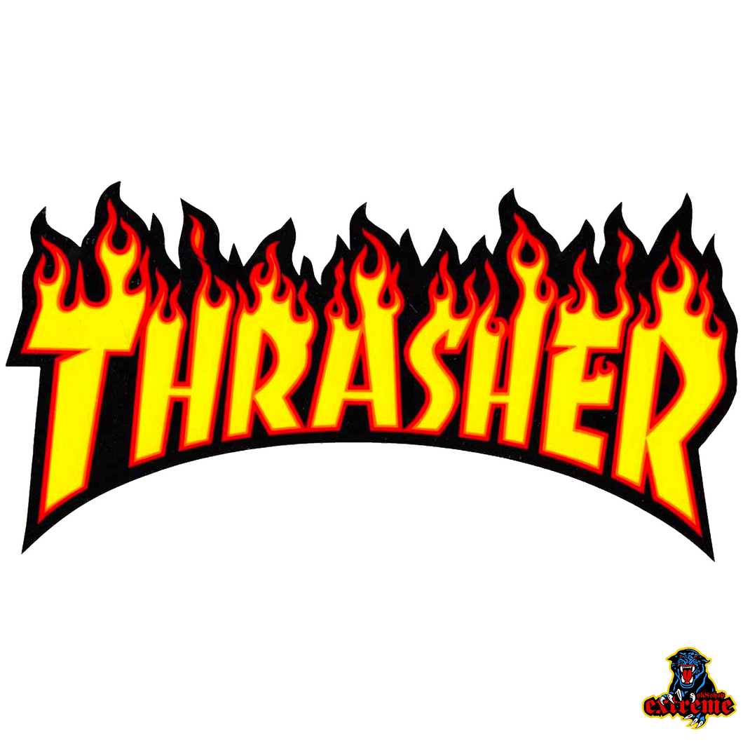 THRASHER Sticker Flame Yellow Medium