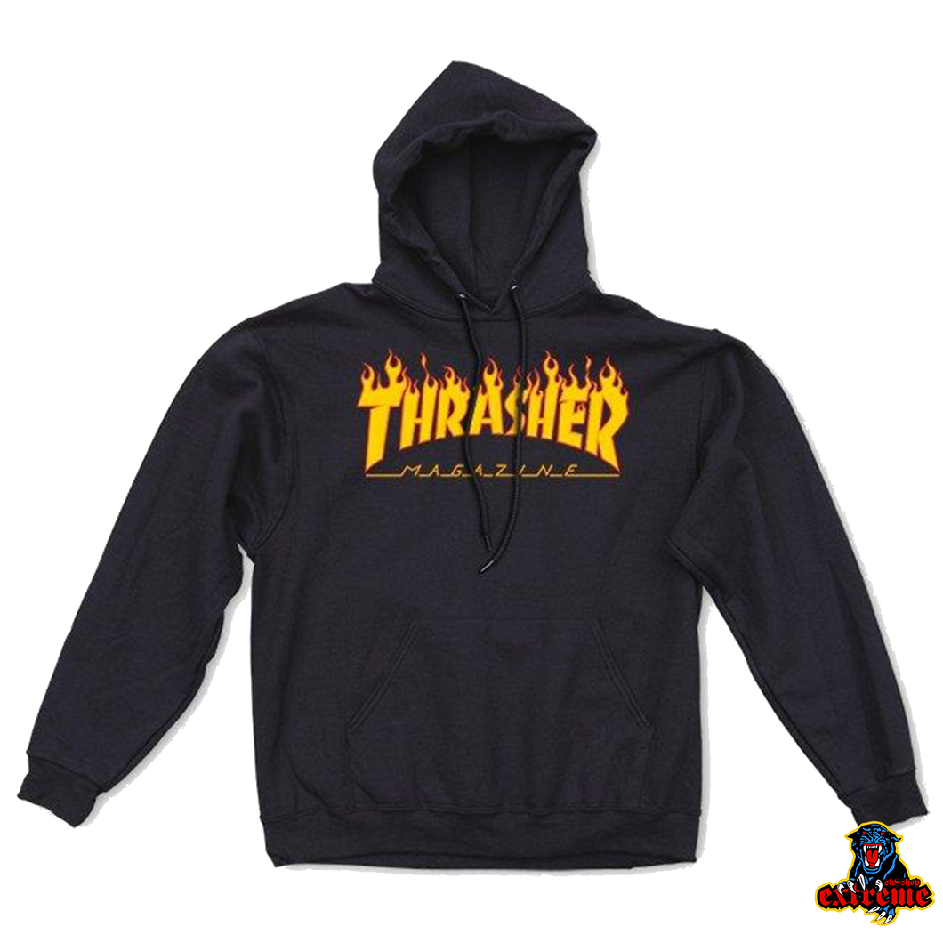 THRASHER YOUTH HOODIE Flame logo Black