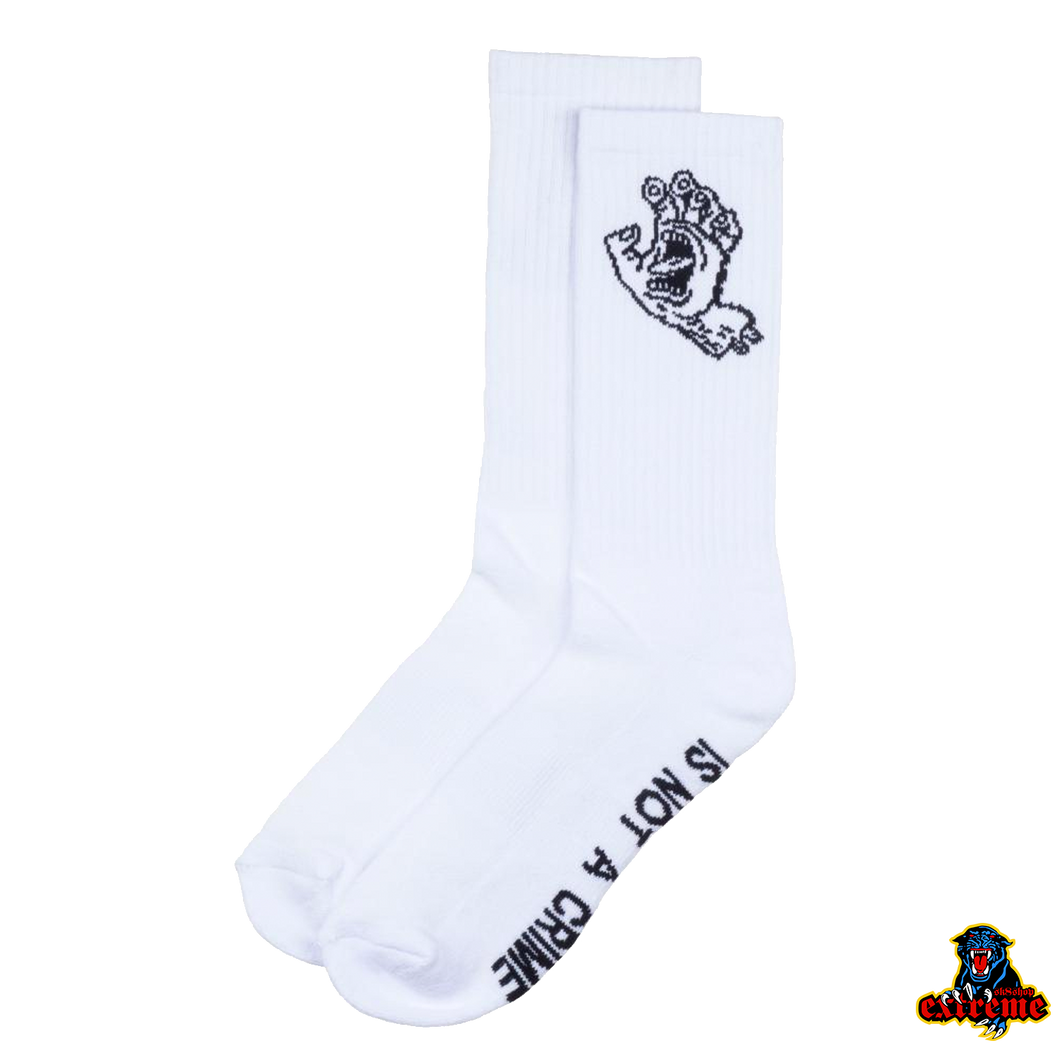 SANTA CRUZ Sock Crime Hand White O/S