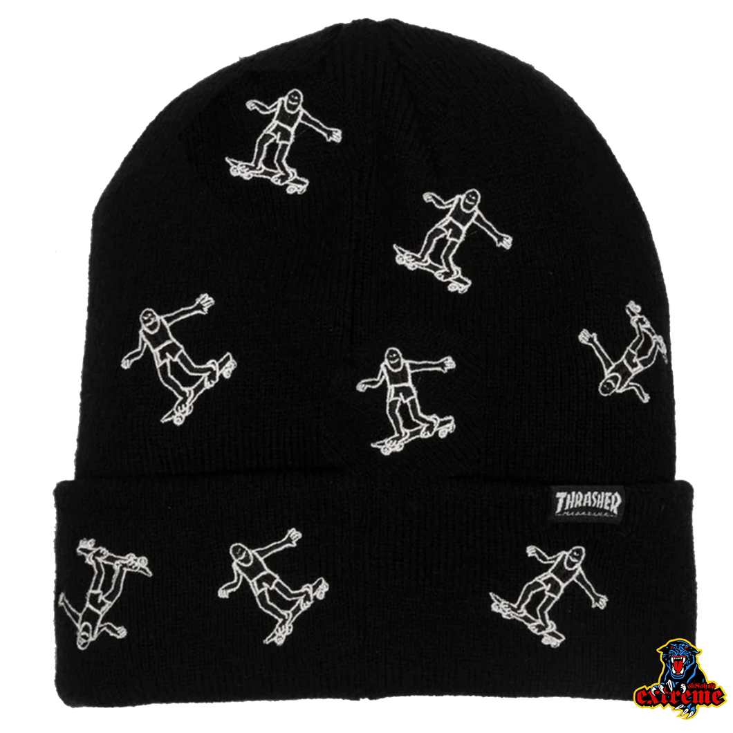 THRASHER BEANIE Gonz Pattern Black
