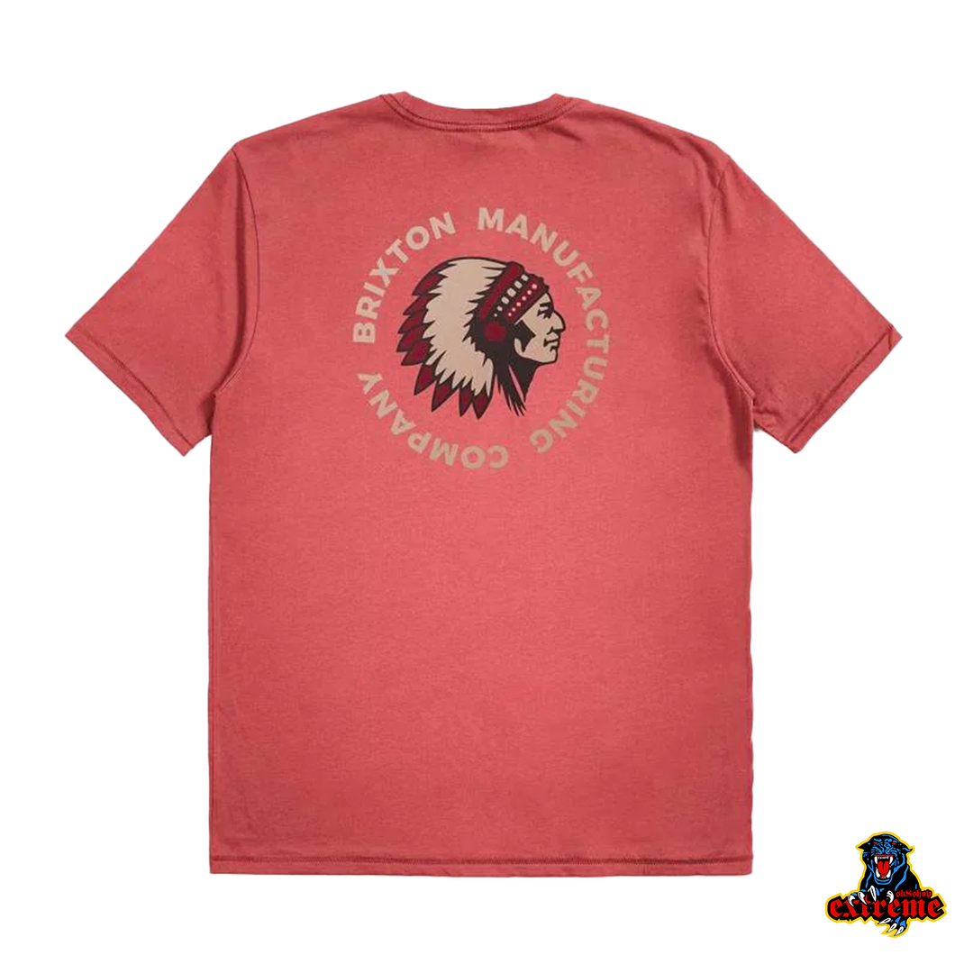 BRIXTON T-SHIRT Rival Stamp Dusty Cedar Garment dye