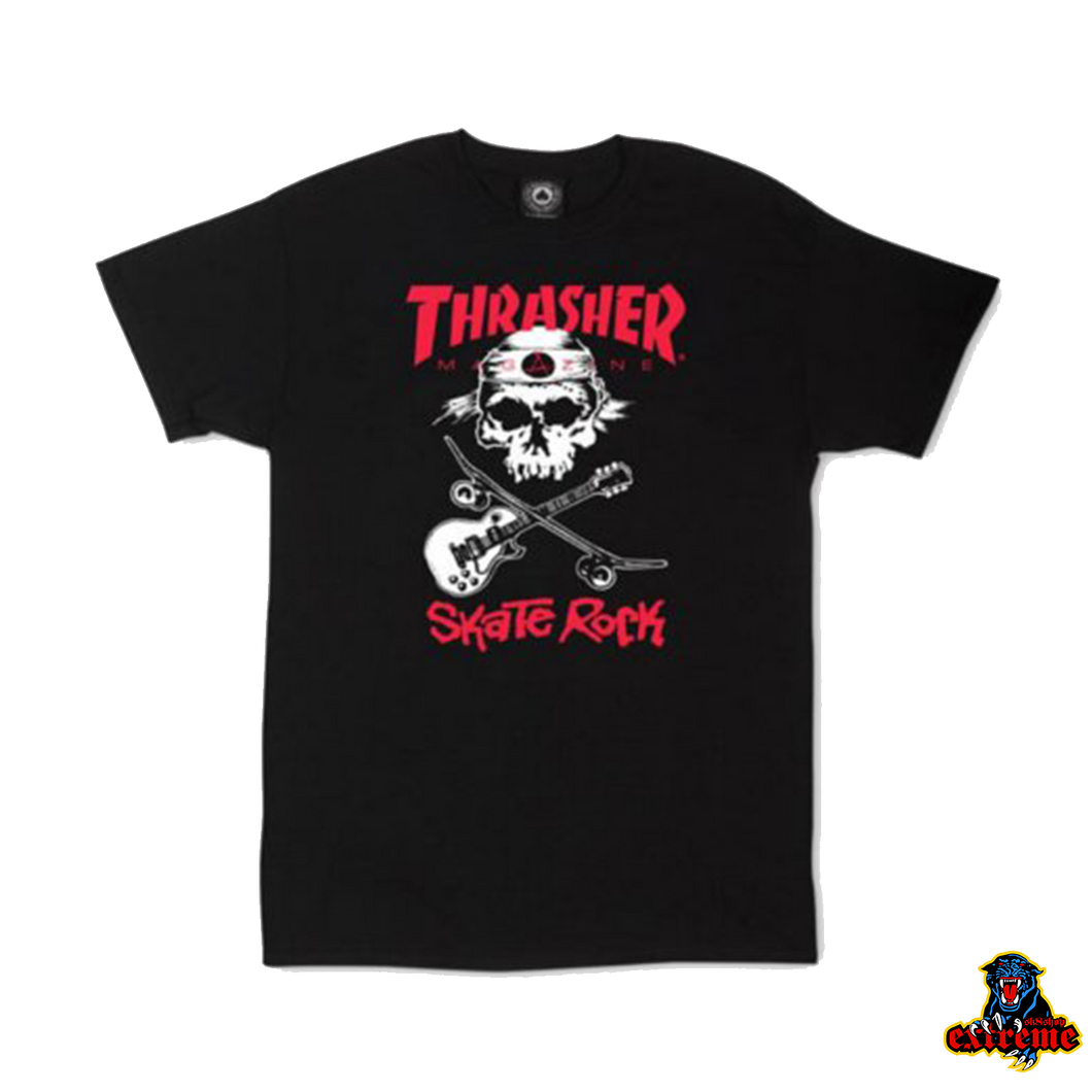 THRASHER T-shirt Skate Rock Skull Black