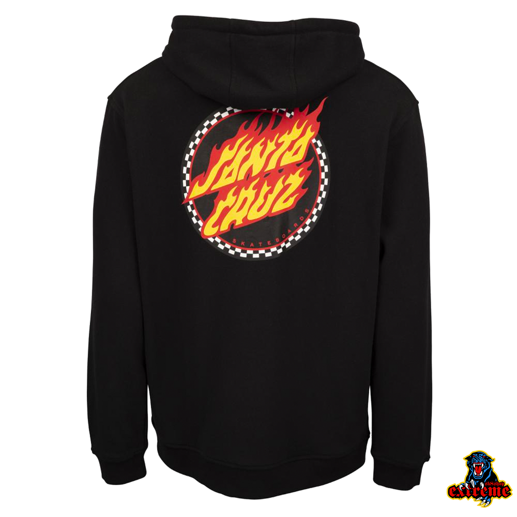 SANTA CRUZ HOOD Check Ringed Flamed Dot Black