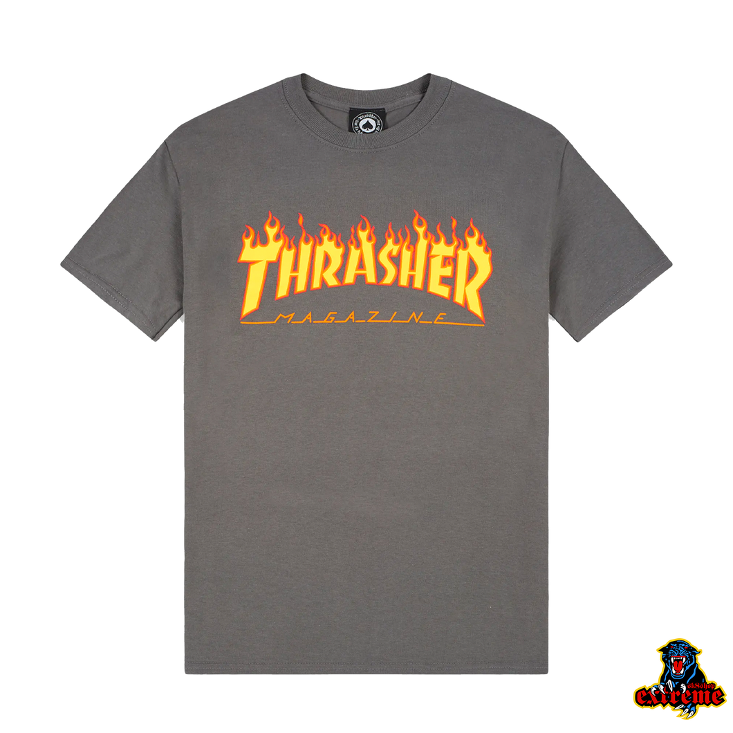 THRASHER T-SHIRT Flame Charcoal