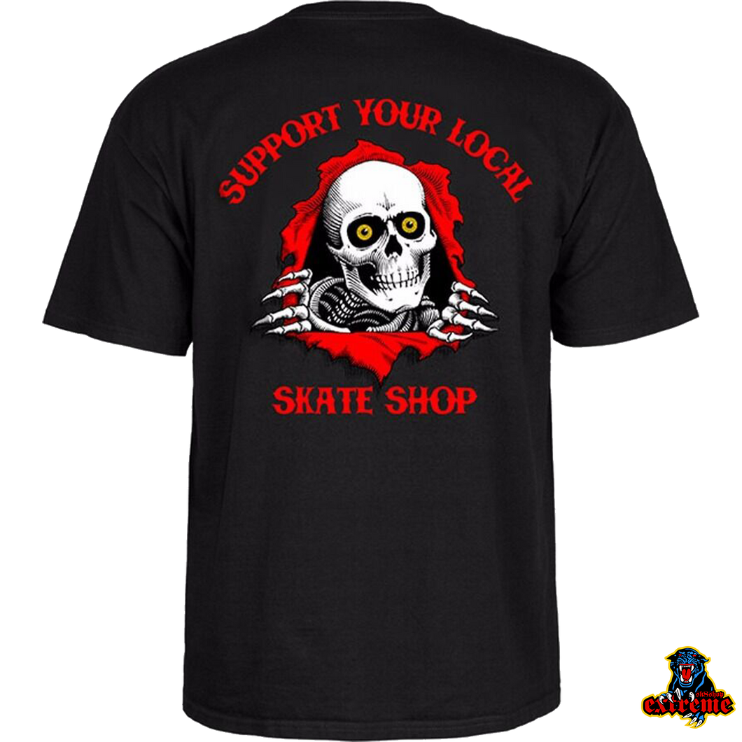 POWELL PERALTA  T-SHIRT RIPPER- SUPPORT YOUR LOCAL SKATESHOP  Black