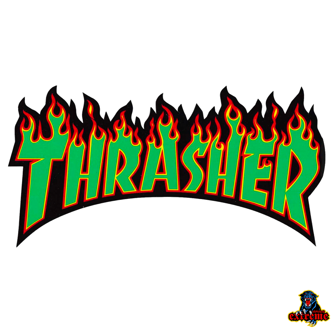 THRASHER STICKER Flame Green Large